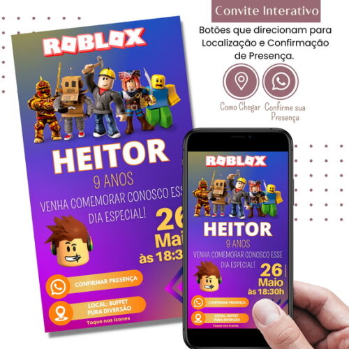 Convite Roblox Digital Interativo Virtual