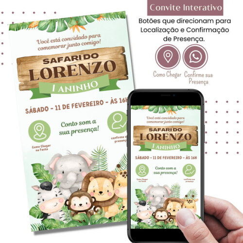 Convite Safari Bosque Digital Interativo Virtual Floresta