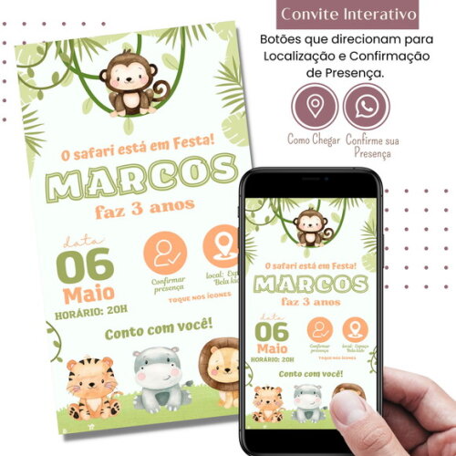 Convite Safari Bosque Digital Interativo Virtual Floresta