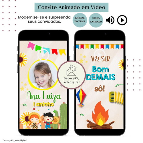 Convite São João Digital Festa Junina Vídeo Animado Música