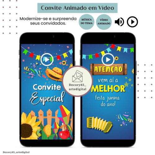 Convite São João Digital Festa Junina Vídeo Animado Música