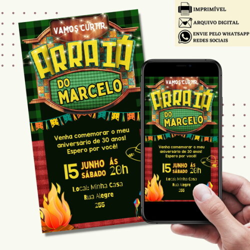 Convite São João Digital Virtual Festa Junina Arraiá