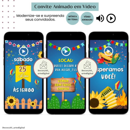 Convite São João Digital Festa Junina Vídeo Animado Música
