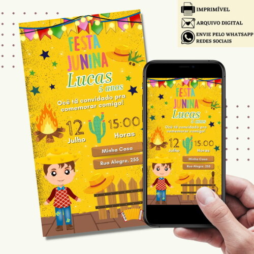 Convite São João Digital Virtual Festa Junina Arraiá