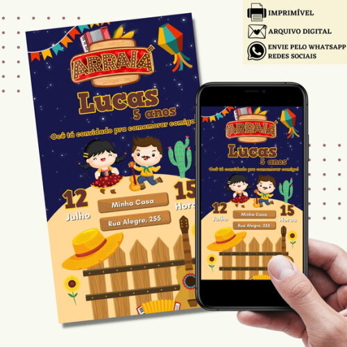 Convite São João Digital Virtual Festa Junina Arraiá