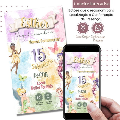 Convite Sininho Tinker Bell Digital Interativo Virtual