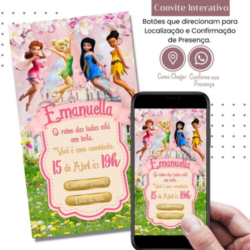 Convite Sininho Tinker Bell Digital Interativo Virtual