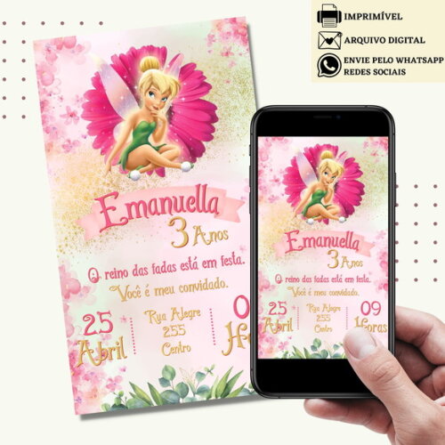 Convite Sininho Tinker Bell Digital Virtual
