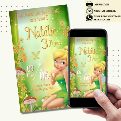 Convite Sininho Tinker Bell Digital Virtual
