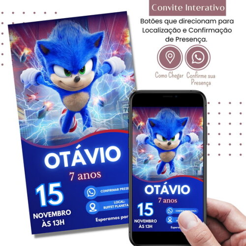 Convite Sonic Digital Interativo Virtual