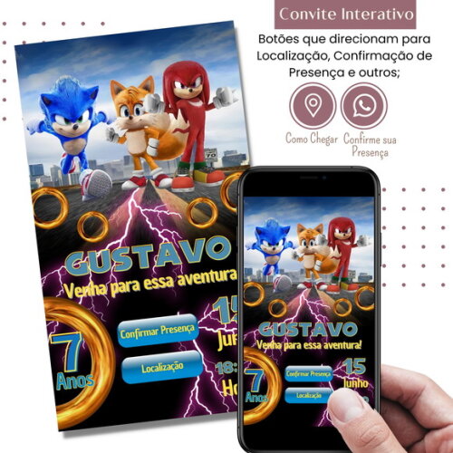Convite Sonic Digital Interativo Virtual