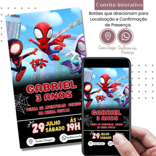 Convite Spidey e Seus Amigos Espetaculares Digital