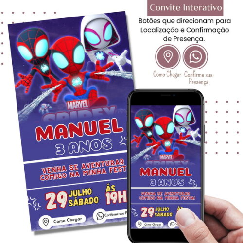 Convite Spidey e Seus Amigos Espetaculares Digital