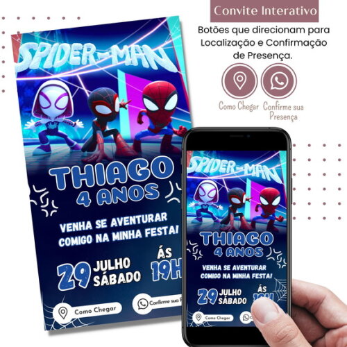 Convite Spidey e Seus Amigos Espetaculares Digital