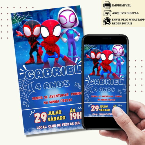 Convite Spidey e Seus Amigos Espetaculares Digital Virtual