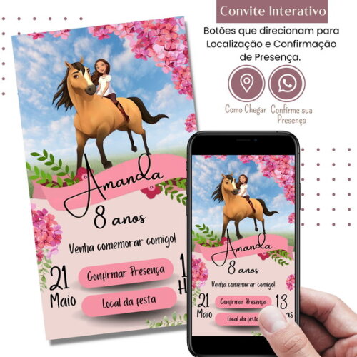 Convite Spirit Riding Cavalgando Livre Digital Interativo