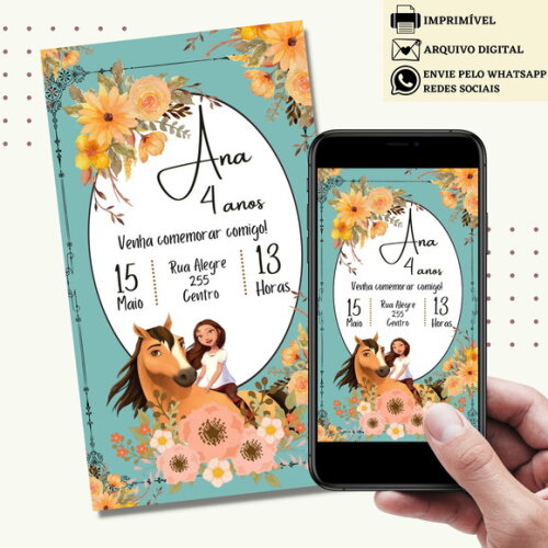 Convite Spirit Riding Cavalgando Livre Digital Virtual