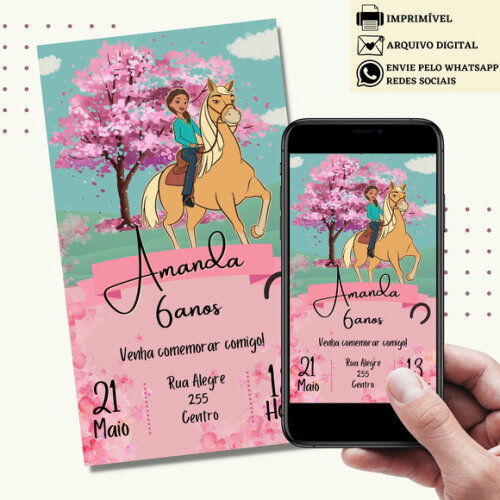 Convite Spirit Riding Cavalgando Livre Digital Virtual