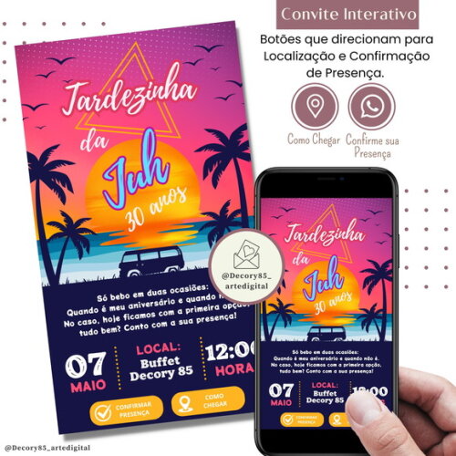Convite Tardezinha Pagode Pool Party Digital Interativo