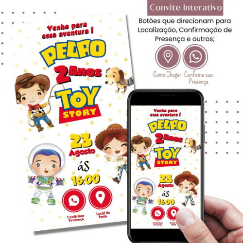 Convite Toy Story Woody Digital Interativo Virtual