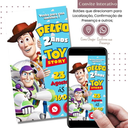 Convite Toy Story Woody Digital Interativo Virtual