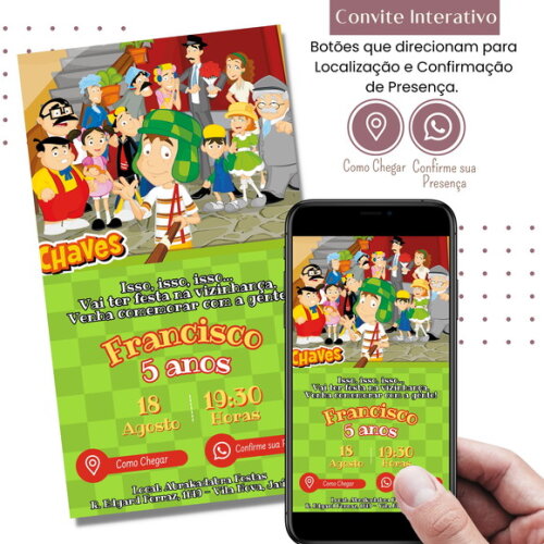 Convite Turma do Chaves Digital Interativo Virtual