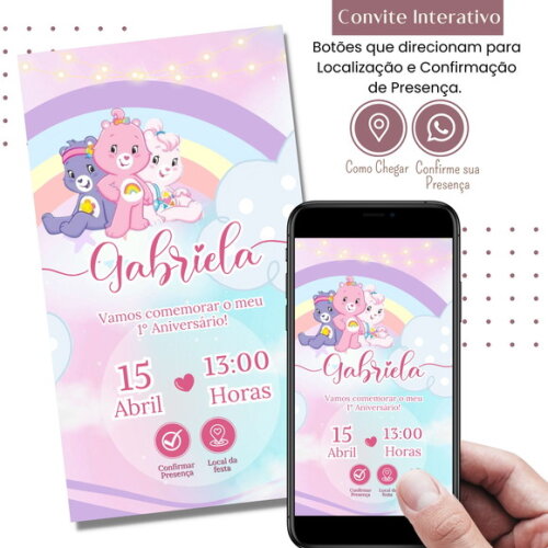 Convite Ursinhos Carinhosos Digital Interativo Virtual
