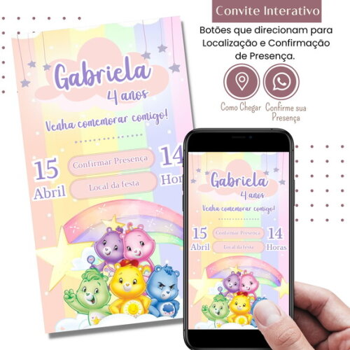 Convite Ursinhos Carinhosos Digital Interativo Virtual
