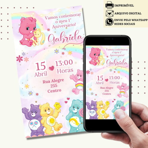 Convite Ursinhos Carinhosos Digital Virtual