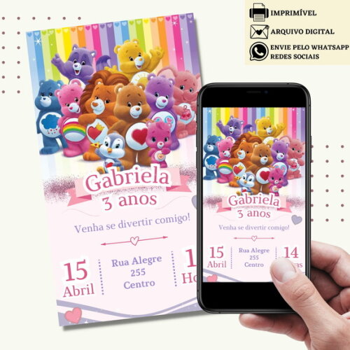 Convite Ursinhos Carinhosos Digital Virtual