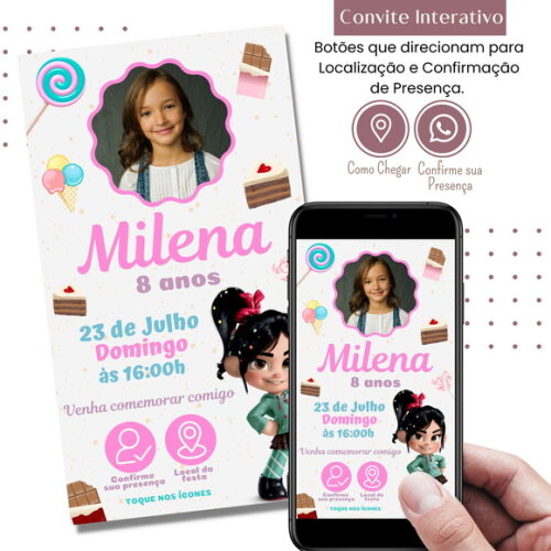 Convite Vanellope Detona Ralph Digital Interativo Virtual