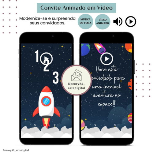 Convite Vídeo Astronauta Animado Música Digital