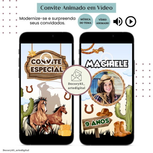 Convite Vídeo Country Boiadeira Animado com Música Digital