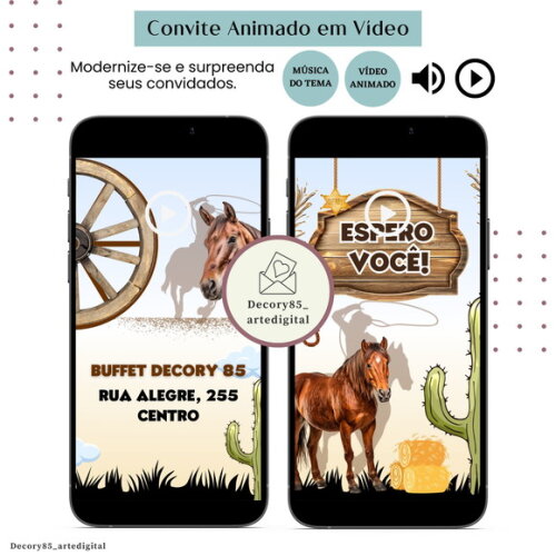 Convite Vídeo Country Boiadeira Animado com Música Digital