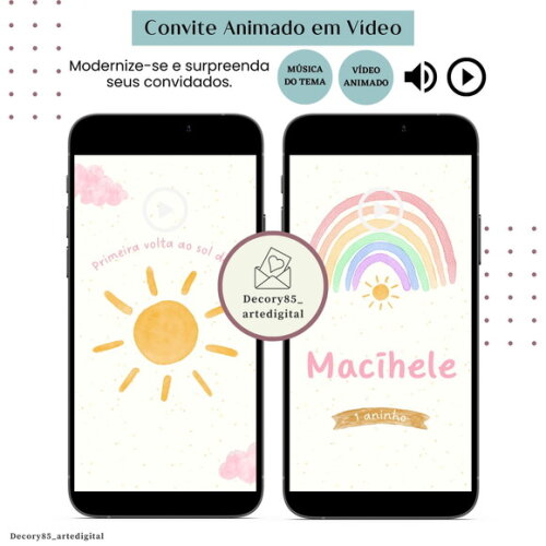 Convite Vídeo Primeira Volta ao Sol Animado Música Digital