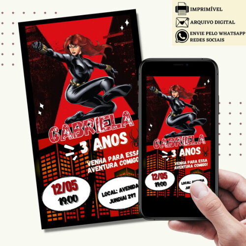 Convite Viúva Negra Vingadores Digital Virtual