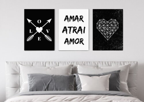 Kit Trio 3 Placas Decorativas Amar Atrai Amor Love 42x60