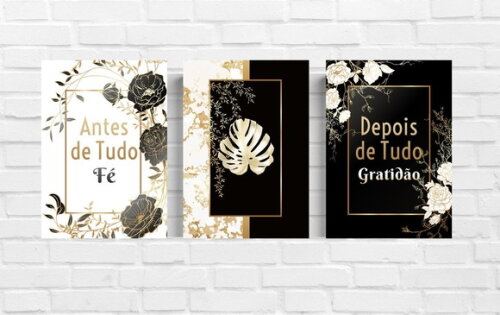Kit Trio 3 Placas Decorativas Antes De Tudo Fé 21x30 A4
