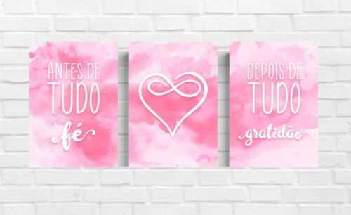Kit Trio 3 Placas Decorativas Antes De Tudo Fé 21x30 A4