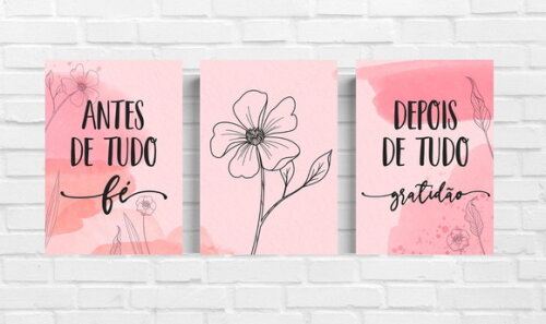 Kit Trio 3 Placas Decorativas Antes De Tudo Fé 21x30 A4