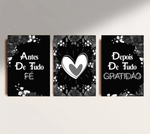 Kit Trio 3 Placas Decorativas Antes De Tudo Fé 21x30 A4