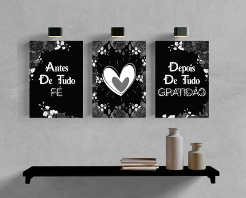 Kit Trio 3 Placas Decorativas Antes De Tudo Fé 21x30 A4