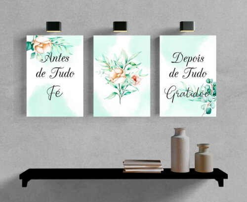 Kit Trio 3 Placas Decorativas Antes De Tudo Fé 21x30 A4