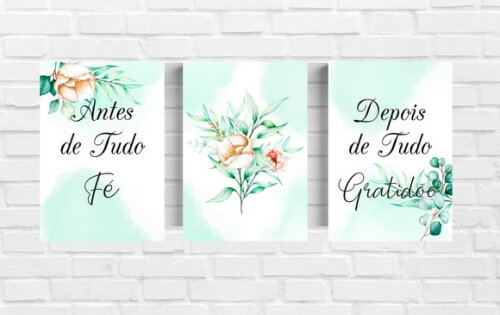 Kit Trio 3 Placas Decorativas Antes De Tudo Fé 21x30 A4