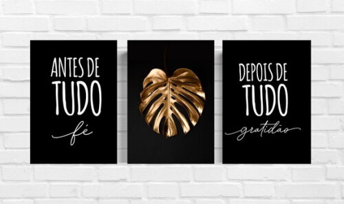 Kit Trio 3 Placas Decorativas Antes De Tudo Fé 21x30 A4