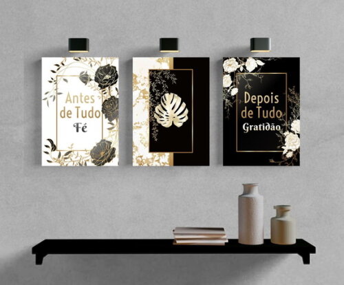 Kit Trio 3 Placas Decorativas Antes De Tudo Fé 30x42 A3