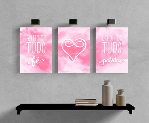 Kit Trio 3 Placas Decorativas Antes De Tudo Fé 30x42 A3