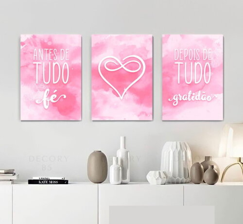 Kit Trio 3 Placas Decorativas Antes De Tudo Fé 30x42 A3
