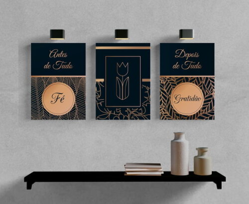 Kit Trio 3 Placas Decorativas Antes De Tudo Fé 30x42 A3