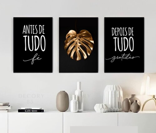 Kit Trio 3 Placas Decorativas Antes De Tudo Fé 30x42 A3